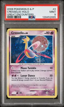 2008 POKEMON DIAMOND & PEARL GREAT ENCOUNTERS #2 CRESSELIA-HOLO PSA 9 - Image 1