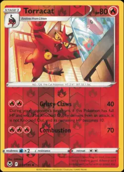 Pokemon - Torracat #031/195 - SWSH12: Silver Tempest Reverse Holo - Image 1