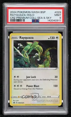 Rayquaza Holo Pokemon Sword & Shield Black Star Promo PSA 9 MINT - Image 1