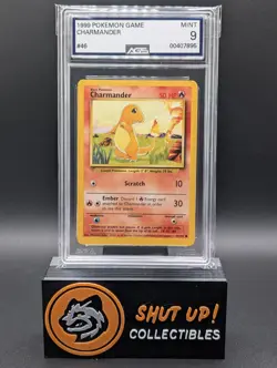 Charmander 046/102 Regular 1999 Pokemon Base Set WOTC Vintage AGS 9 - Image 1