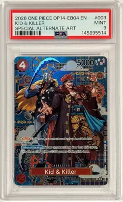 2026 One Piece Kid & Killer OP14-EB04 Special Alternate Art PSA 9 EB01-003 Eng - Image 1