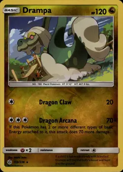 Drampa Rare SM Cosmic Eclipse 159/236 Dragon Reverse Holo Pokemon Card - Image 1