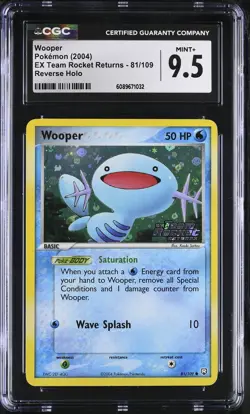 CGC 9.5 Wooper EX Team Rocket Returns 81/109 Reverse Holo Stamped Pokemon Card - Image 1