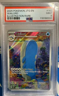 2025 POKEMON JTG EN-JOURNEY TOGETHER ILLUSTRATION RARE #162 WAILORD PSA 9 - Image 1