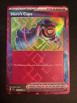 Pokemon: Hero's Cape 152/162 SV05: Temporal Forces Holo ACE SPEC Red Trainer - Image 1