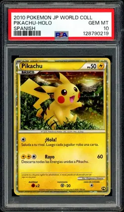 Pokemon PSA 10 Pikachu Holo Spanish World Collection 2010 PW Promo - Image 3