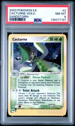 2003 POKEMON EX SANDSTORM #2 CACTURNE-HOLO PSA 8 - Image 1