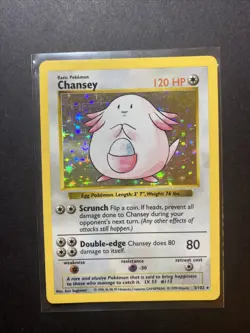 Chansey 003/102 Base Set (Shadowless) Holo Unlimited Pokemon WOTC LP/HP - Image 1