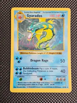 Pokemon TCG Gyarados Base Set 6/102 Shadowless Holo Rare - LP - Image 1