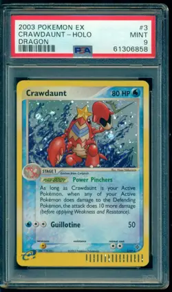 2003 Pokemon EX Dragon #3 Crawdaunt Holo PSA 9 Mint - Image 1