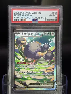 2025 POKEMON WHT EN-WHITE FLARE SPECIAL ILLUSTRATION RARE BOUFFALANT EX PSA 8 - Image 1