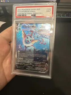 PSA 9 VAPOREON VMAX SWSH 182 FULL ART 2021 POKEMON SWSH BLACK STAR PROMO MINT - Image 1