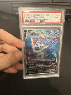 PSA 9 VAPOREON VMAX SWSH 182 FULL ART 2021 POKEMON SWSH BLACK STAR PROMO MINT - Image 2