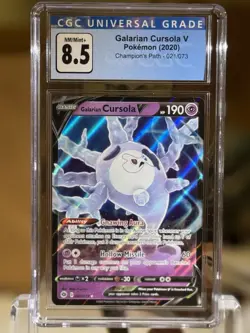 Pokemon Galarian Cursola V TCG Full Art Rare Card Champions Path 021/073 8.5 - Image 2