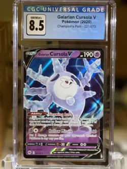 Pokemon Galarian Cursola V TCG Full Art Rare Card Champions Path 021/073 8.5 - Image 3