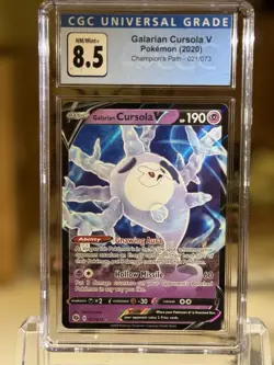 Pokemon Galarian Cursola V TCG Full Art Rare Card Champions Path 021/073 8.5 - Image 4