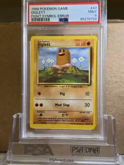 1999 Pokemon Game #47 Diglett Fight Symbol Error PSA 9 MINT - Image 1
