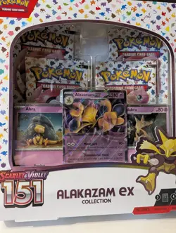Pokemon TCG Scarlet and Violet - 151 Alakazam ex Collection Box - 4 Packs 820650855269 - Image 1