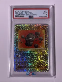 2002 Pokemon Geodude Reverse Foil Legendary Collection #77 PSA Mint 9 - Image 1
