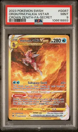 2023 Pokemon SWSH Origin Forme Palkia V Star #GG67 Crown Zenith FA PSA 9 - Image 1