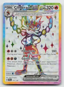 Cinderace ex 157/142 Pokemon Stellar Crown SV Full Art Ultra Rare Holo NM - Image 1