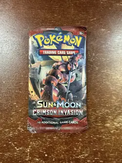 Pokemon Sun & Moon Crimson Invasion Single Booster Pack Factory Sealed - Image 1