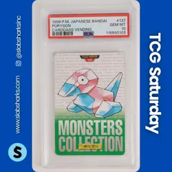 1996 POKEMON JAPANESE BANDAI CARDASS VENDING SERIES #137 PORYGON PSA 10 - Image 1