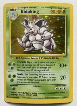 1999 Pokemon Base Set Nidoking 11/102 Holo Rare LP/MP WOTC Vintage - Image 1