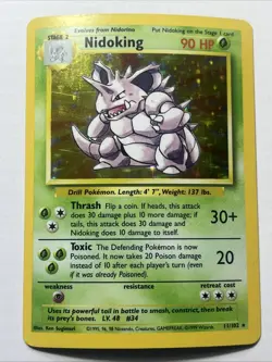 1999 Pokemon Base Set Nidoking 11/102 Holo Rare LP/MP WOTC Vintage - Image 4