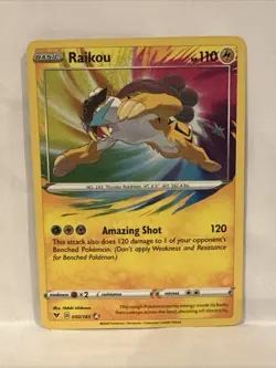 Pokemon TCG Raikou Vivid Voltage Holo Card 050/185 Amazing Rare - Image 1