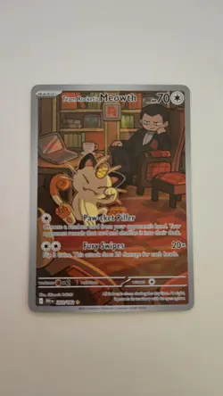 Team Rocket's Meowth 203/182 Sv10: Destined Rivals Holo Pokemon Card NM - Image 1