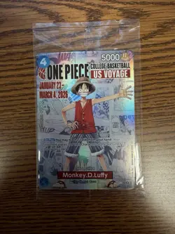 One Piece Monkey.D.Luffy US Voyage Promo Full Art Holo P-055 Card - SEALED - Image 1