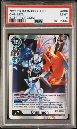 2021 Digimon Card Game - Battle of Omni - Omnimon - BT5-086 - SR - PSA 9 - Image 1