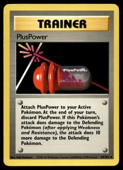 PlusPower 84/102 Pokemon Card Base Set Uncommon Trainer Lightly Played VH - Image 1