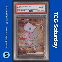 2023 POKEMON SV 151 UPC PROMO #205/165 MEW EX METAL CARD PSA 8 - Image 1