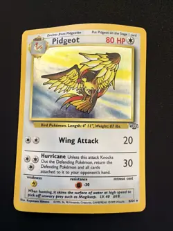 Pidgeot 8/64 Holo Rare Unlimited Edition Jungle Set Pokemon Card 1999 WOTC Worn - Image 1