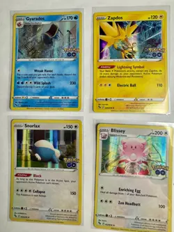 TCG Gyarados, Zapdos, Snorlax, and Blissey Pokemon Go Trading Cards - Image 1