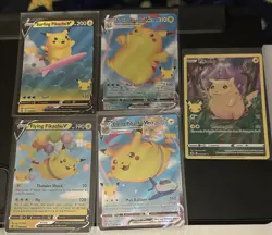 Pokemon TCG Celebrations Foil Lot 5 Cards Surfing Pikachu V VMAX Flying Pikachu - Image 1