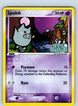 Spoink 62/100 Common Crystal Guardians Pokemon Reverse Holo Stamped LP - Image 1