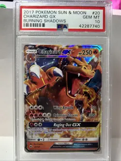 2017 POKEMON SUN & MOON BURNING SHADOWS #20 CHARIZARD GX PSA 10 - Image 1
