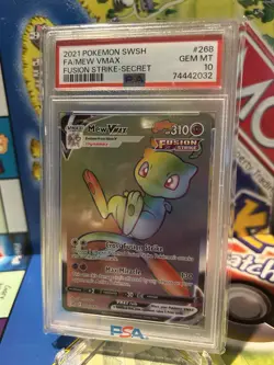 2021 POKEMON SWORD & SHIELD FUSION STRIKE SECRET #268 FULL ART/MEW VMAX PSA 10 - Image 1