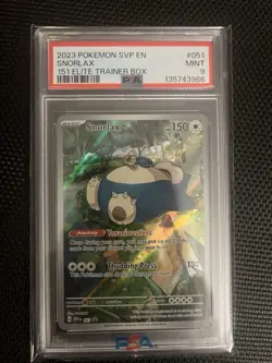 2023 POKEMON SVP EN-SV BLACK STAR PROMO 151 ELITE TRAINER BOX #051 SNORLAX PSA 9 - Image 1