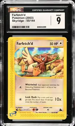 CGC 9 MINT Farfetch'd 55/144 Skyridge Vintage WOTC 2003 Pokemon - Image 1