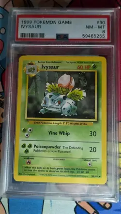 1999 Pokemon Game Base Set Unlimited Ivysaur #40 PSA 8 NM - Image 1