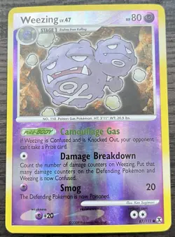 Weezing 87/111 Pokemon TCG Platinum Rising Rivals Reverse Holo Light Play LP - Image 1