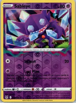 Pokemon Sableye SWSH11: Lost Origin 070/196 Near Mint NM Reverse Holo - Image 1