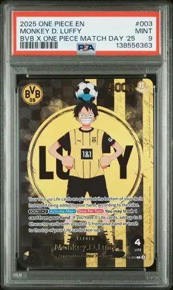 2025 ONE PIECE PROMOS BVB X ONE PIECE MATCH DAY 2025 #003 MONKEY D. LUFFY PSA 9 - Image 1