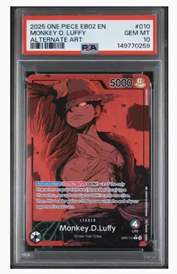 2025 One Piece 25th Coll Monkey D. Luffy Alternate Art #EB02-010 PSA 10 🔥! - Image 1