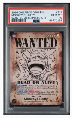 One Piece PSA Monkey.D.Luffy Wanted Alternate Art OP05-119 PSA 10 Gem Mint 🔥! - Image 1