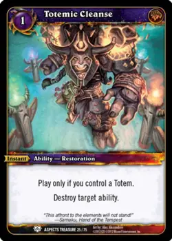 Moderate Play WoW TCG Totemic Cleanse Battle of the Aspects Treasure Pack World - Image 1